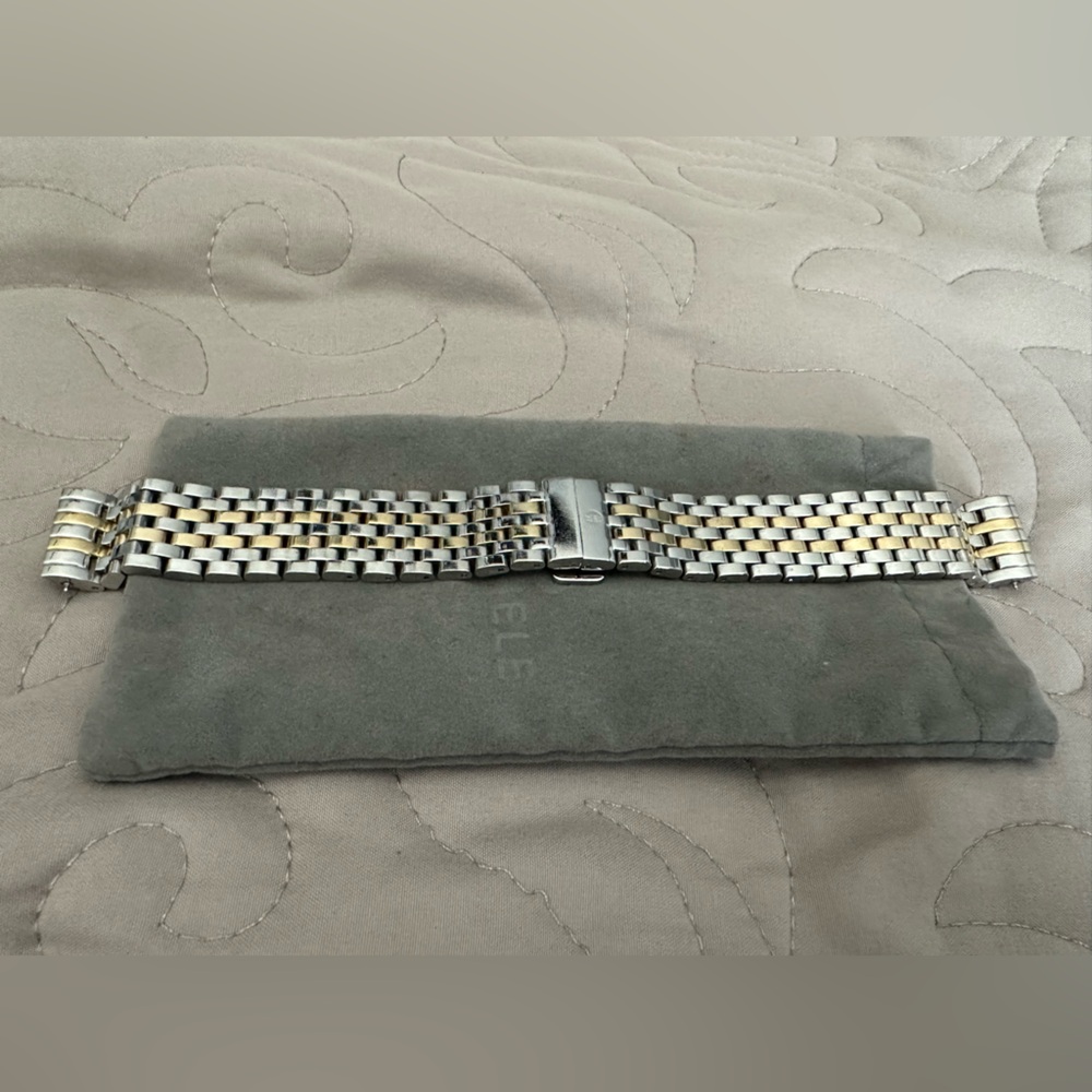Authentic Michele 18mm Deco Seven Link Two-Toned Bracelet Strap